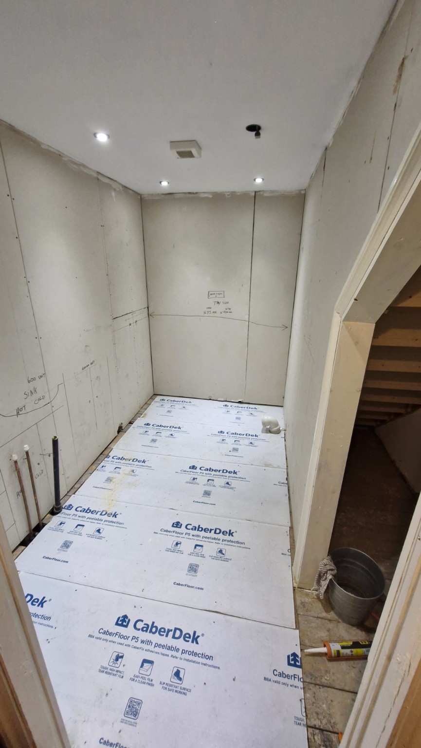 New floor boards and ceiling lights