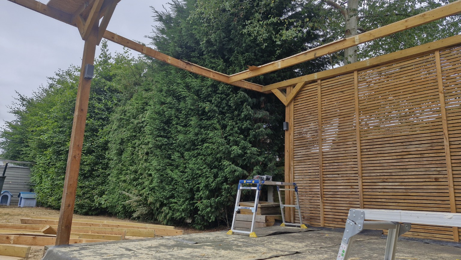 Existing shelter and adjusted timber supports