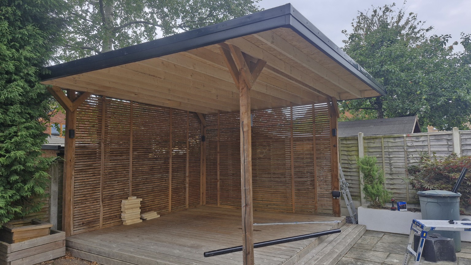 Completed timber roof from the front