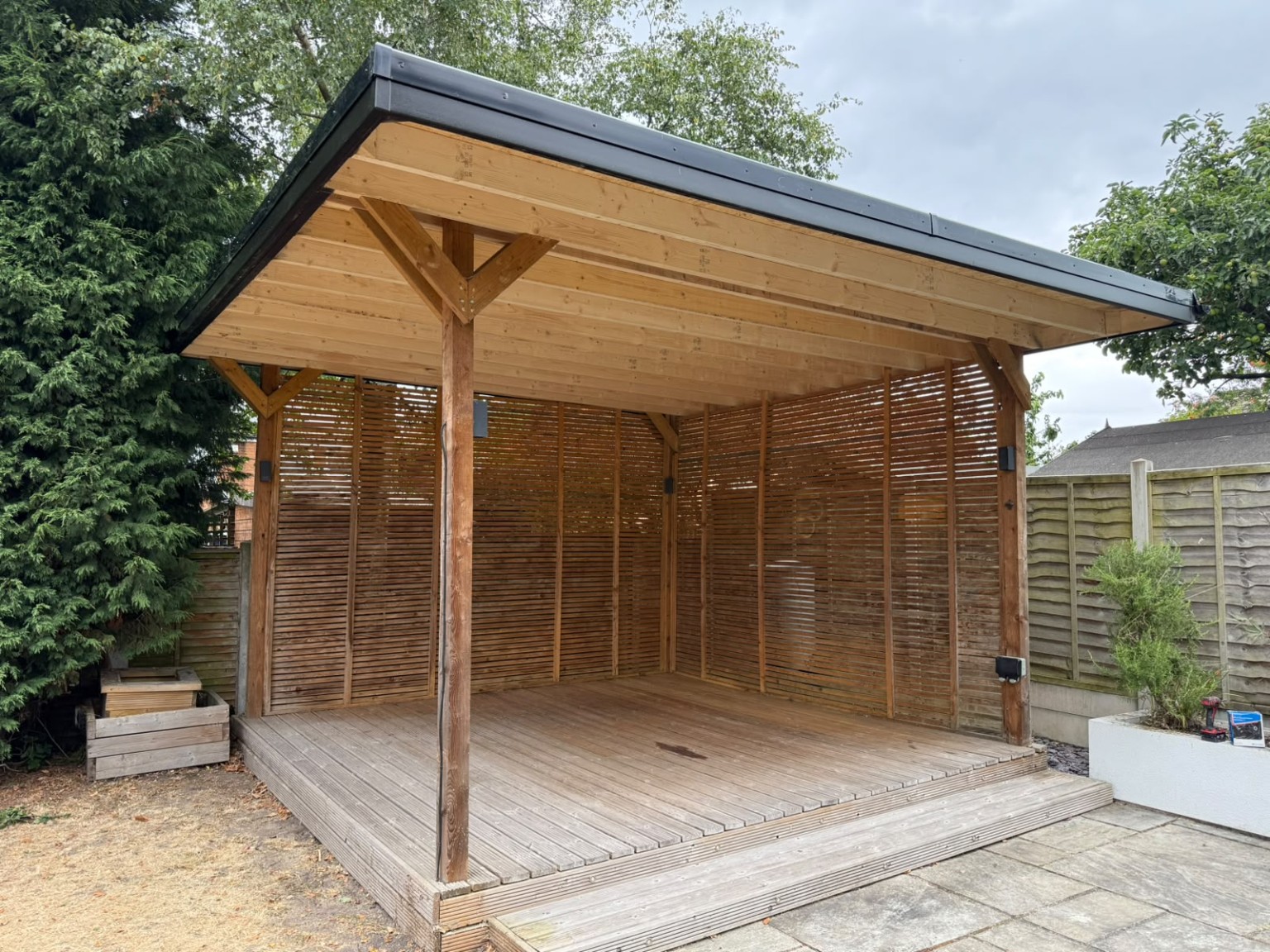 Completed flat roof and garden structure