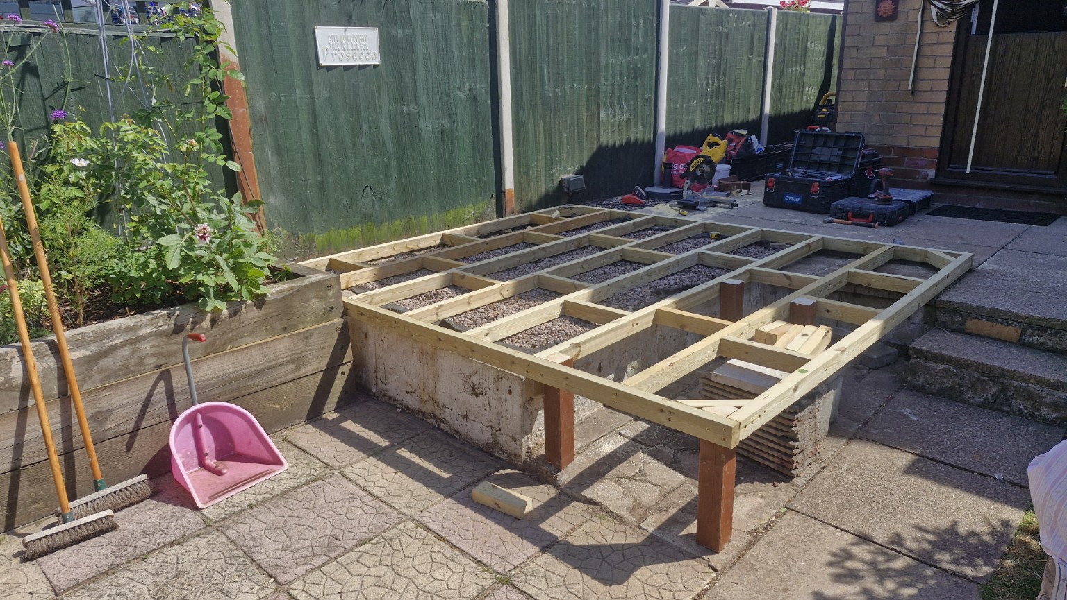 Raised timber deck subframe