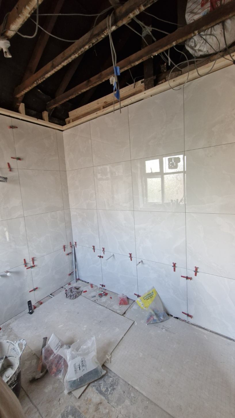 Wall preparation in progress